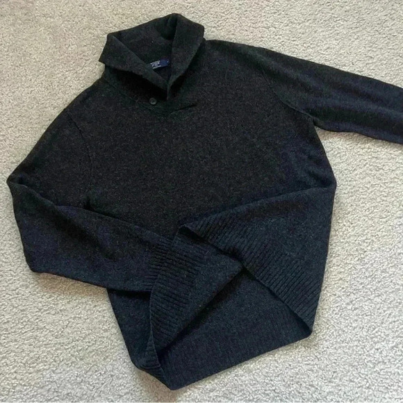 J Crew Sweater Button Dark Gray High Neck Men’s Size Large 100% Lambs Wool 19458 - Picture 8 of 15